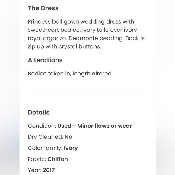 The Dress + Veil
Princess ball gown wedding dress with sweetheart bodice. - Picture 7 of 17